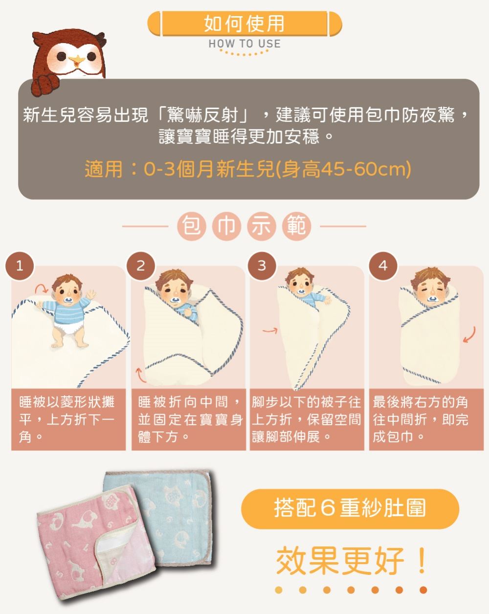 睡覺神器 純棉圈圈紗∥新生兒包好睡包巾